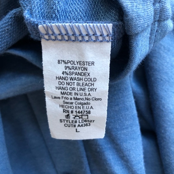 Liam & Co. Dolman Sleeve Button Front Blue Modest T-shirt Dress - Picture 4 of 4